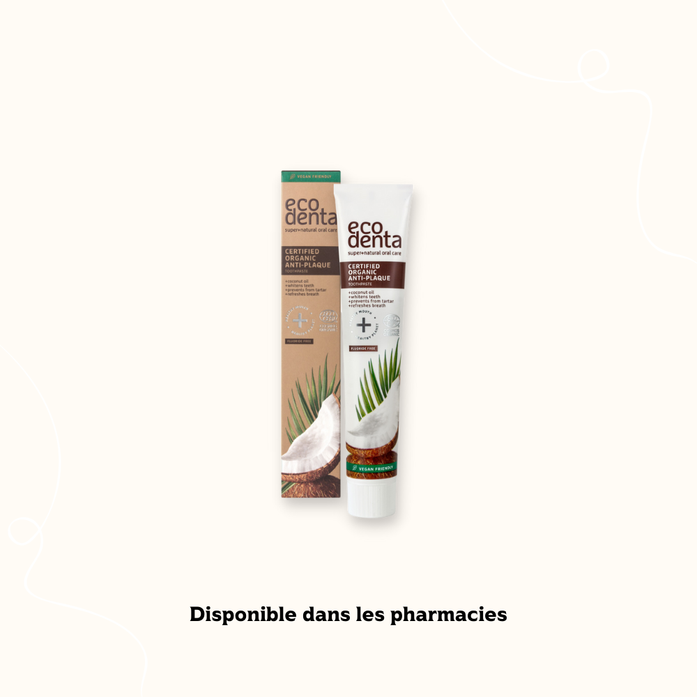 DENTIFRICE ECODENTA CONTRE LA PLAQUE DENTAIRE À L’HUILE DE COCO 75ML